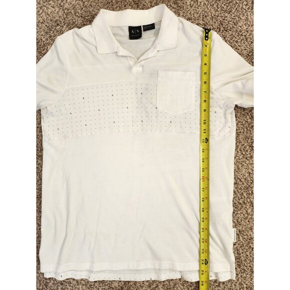 Armani Exchange A|X Shirt Men's Large White Short Sleeve Pocket Polo Logo Print - Picture 6 of 6